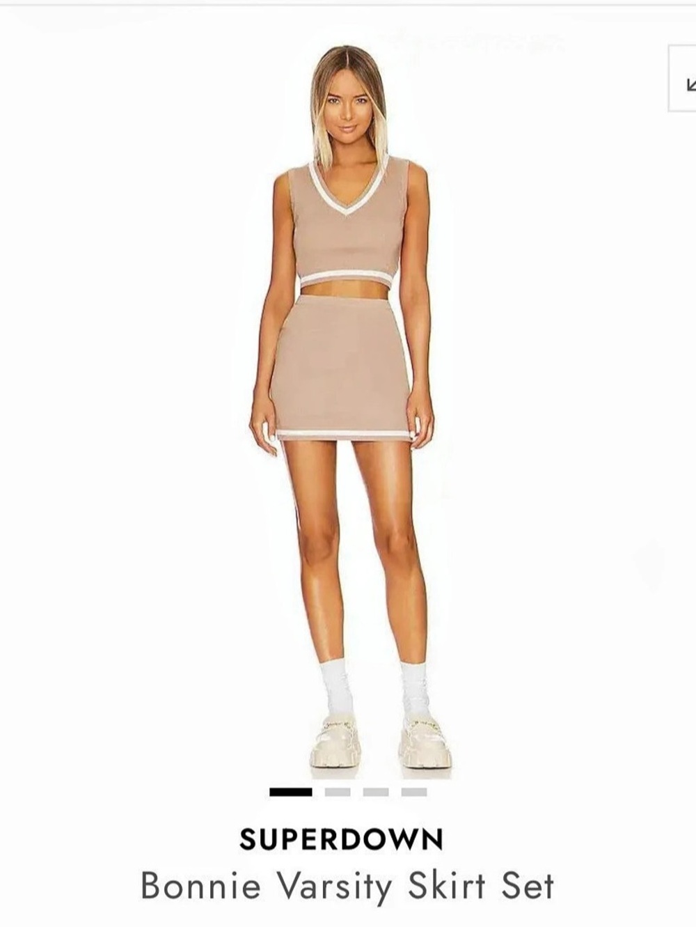 Superdown Bonnie Varsity Skirt Set Brown Mini Skirt Set (Medium)